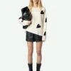 Zadig & Voltaire Markus Off-White Rhinestone Sweater Ecru