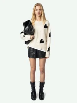 Zadig & Voltaire Markus Off-White Rhinestone Sweater Ecru