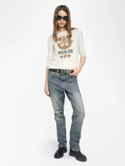 Zadig & Voltaire Teissa Wool Sweater Ecru -Zadig & Voltaire Clothing KWSW02802 ECRU ADDI 1 684851f3a0f58