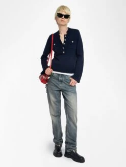 Zadig & Voltaire Lucas Sweater Encre -Zadig & Voltaire Clothing KWSW02831 ENCRE ADDI 1 685e8d6da21cd