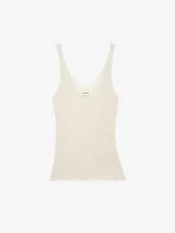 Zadig & Voltaire Nora Cashmere Tank Top Ecru -Zadig & Voltaire Clothing KWTO01100 ECRU PACKSHOT 6777f0f6df723