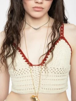 Zadig & Voltaire Taly Women's White Crochet Tank Top Judo -Zadig & Voltaire Clothing KWTO01126 JUDO HOVER 681b6878111c3