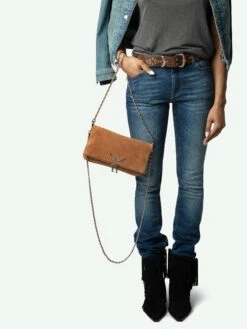 Zadig & Voltaire Rock Suede Clutch Heritage -Zadig & Voltaire Clothing LWBA00056 HERITAGE HOVER 66964733c76f8