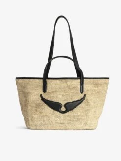 Zadig & Voltaire Wings Raffia Basket Bag Noir