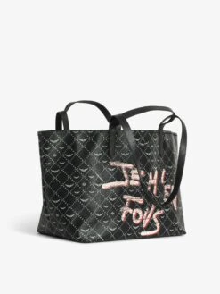 Zadig & Voltaire Z Monogram XL Shopper Graffiti Tote Bag Black 12 Zadig & Voltaire Z Monogram XL Shopper Graffiti Tote Bag Black -Zadig & Voltaire Clothing LWBA03913 BLACK ADDI 1 677e983eabfde