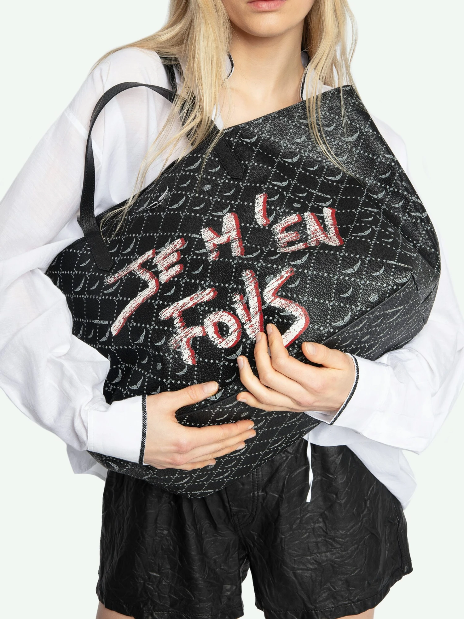 Zadig & Voltaire Z Monogram XL Shopper Graffiti Tote Bag Black 8 Zadig & Voltaire Z Monogram XL Shopper Graffiti Tote Bag Black - Image 6