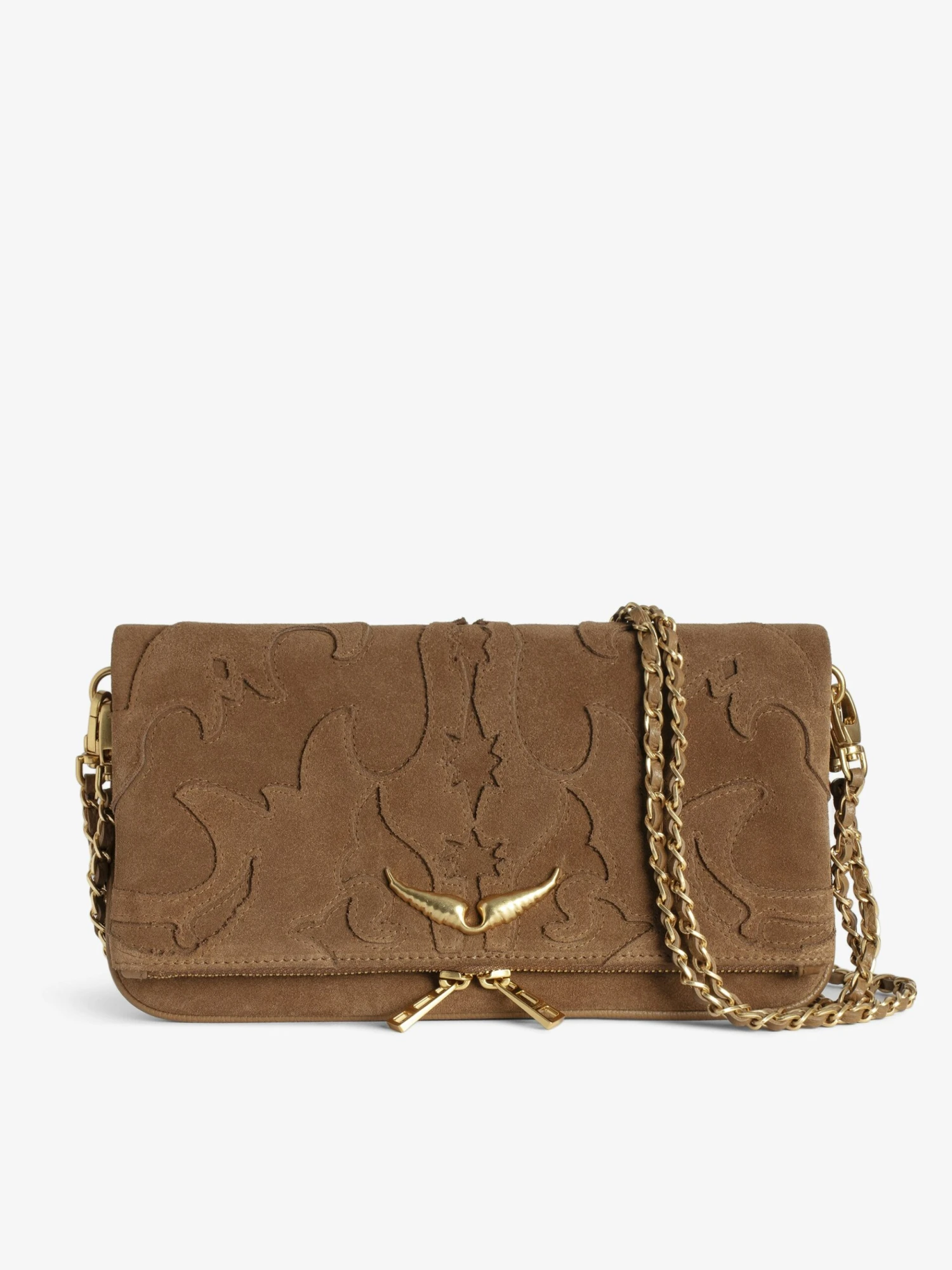 Zadig & Voltaire Rock Suede Clutch Cognac 3 Zadig & Voltaire Rock Suede Clutch Cognac