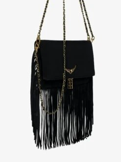 Zadig & Voltaire Rock Suede Fringes Clutch Black -Zadig & Voltaire Clothing LWBA03978 BLACK ADDI 2 680a2c657cd02