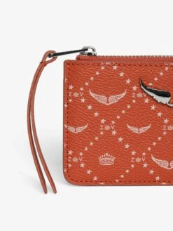 Zadig & Voltaire ZV Card Monogram Card Holder in Flame – Coated Canvas Zip Wallet -Zadig & Voltaire Clothing LWSG03642 FLAME HOVER 6842c4a7045f8