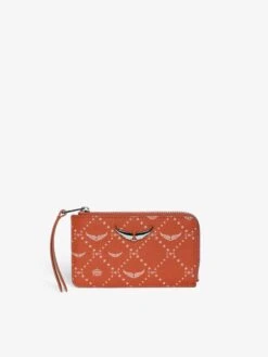 Zadig & Voltaire ZV Card Monogram Card Holder in Flame – Coated Canvas Zip Wallet