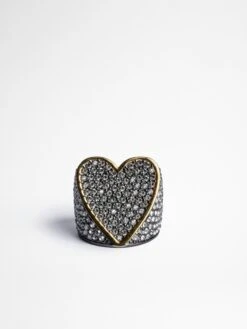 Zadig & Voltaire Idol Strass Ring Shiny Black