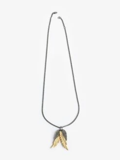 Zadig & Voltaire Rock Feather Pendant Necklace Old Gold -Zadig & Voltaire Clothing OWJW00535 OLD GOLD ADDI 1