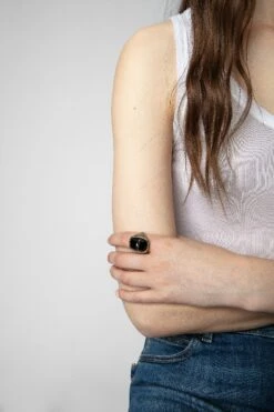 Zadig & Voltaire Rock Signet Ring Shiny Gun -Zadig & Voltaire Clothing OWJW00545 SHINY GUN 10