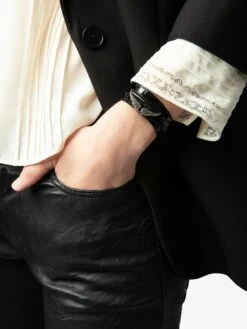 Zadig & Voltaire Rock Leather Bracelet Black -Zadig & Voltaire Clothing OWJW01751 BLACK HOVER 670395864a3da