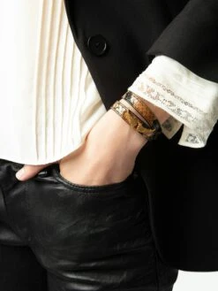 Zadig & Voltaire Rock Leather Bracelet Heritage -Zadig & Voltaire Clothing OWJW01754 HERITAGE HOVER 6703960f9a938