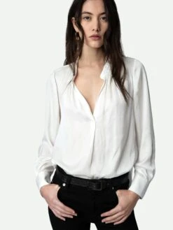 Zadig & Voltaire Tink Satin Blouse White -Zadig & Voltaire Clothing PWGCP3201F ECRU HOVER