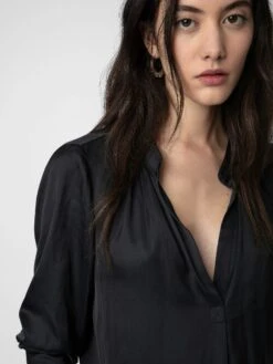 Zadig & Voltaire Tink Satin Blouse Black 11 Zadig & Voltaire Tink Satin Blouse Black -Zadig & Voltaire Clothing PWGCP3201F NOIR ADDI 2 1