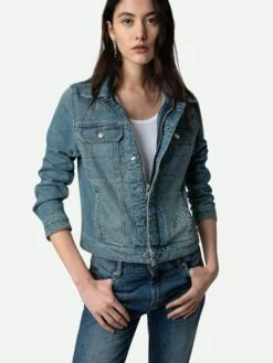 Zadig & Voltaire Kioky Denim Jacket Blue -Zadig & Voltaire Clothing PWGCT3403F BLEU HOVER
