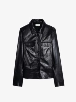 Zadig & Voltaire Liam Leather Jacket Black -Zadig & Voltaire Clothing PWGCU1401F NOIR PACKSHOT 1