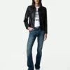 Zadig & Voltaire Liam Leather Jacket Black -Zadig & Voltaire Clothing PWGCU1401F NOIR SHOOTING 1