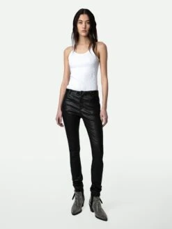 Zadig & Voltaire Phlame Crinkled Leather Pants Black -Zadig & Voltaire Clothing PWGCU1402F NOIR HOVER