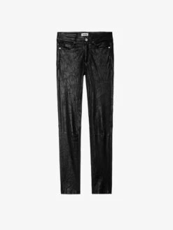 Zadig & Voltaire Phlame Crinkled Leather Pants Black -Zadig & Voltaire Clothing PWGCU1402F NOIR PACKSHOT