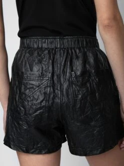 Zadig & Voltaire Pax Crinkled Leather Shorts Black -Zadig & Voltaire Clothing PWGCU1404F NOIR ADDI 1