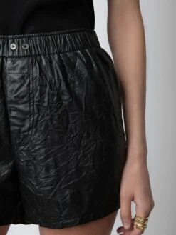 Zadig & Voltaire Pax Crinkled Leather Shorts Black -Zadig & Voltaire Clothing PWGCU1404F NOIR ADDI 2