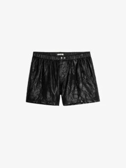 Zadig & Voltaire Pax Crinkled Leather Shorts Black -Zadig & Voltaire Clothing PWGCU1404F NOIR PACKSHOT