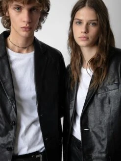 Zadig & Voltaire Valfried Leather Blazer Black -Zadig & Voltaire Clothing RMBL00017 NOIR ADDI 2