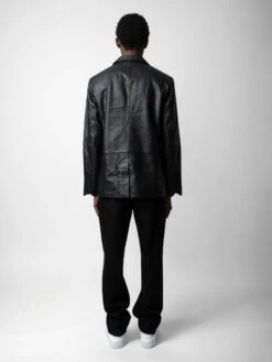 Zadig & Voltaire Valfried Leather Blazer Black -Zadig & Voltaire Clothing RMBL00017 NOIR BACK