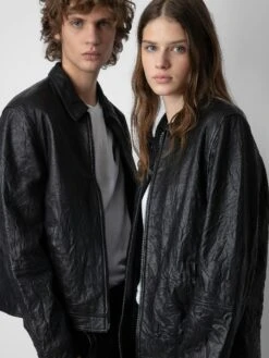 Zadig & Voltaire Lasso Crinkled Leather Jacket Black -Zadig & Voltaire Clothing RMOW00101 NOIR ADDI 2