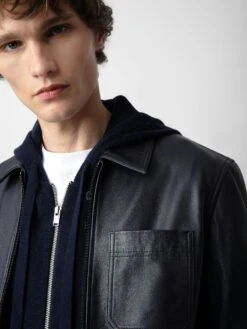 Zadig & Voltaire Lasso Leather Jacket Encre -Zadig & Voltaire Clothing RMOW00105 ENCRE ADDI 1