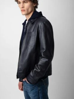 Zadig & Voltaire Lasso Leather Jacket Encre -Zadig & Voltaire Clothing RMOW00105 ENCRE ADDI 2