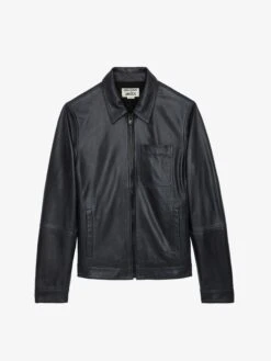 Zadig & Voltaire Lasso Leather Jacket Encre -Zadig & Voltaire Clothing RMOW00105 ENCRE PACKSHOT