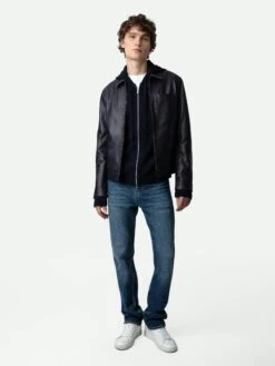 Zadig & Voltaire Lasso Leather Jacket Encre