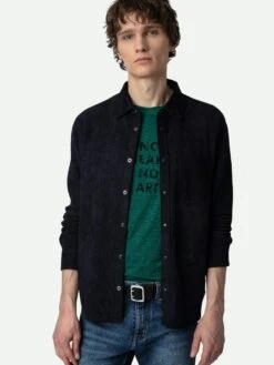 Zadig & Voltaire Serge Suede Shirt Encre -Zadig & Voltaire Clothing RMSH00011 ENCRE HOVER