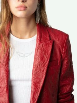 Zadig & Voltaire Visko Crinkled Leather Blazer Crimson 10 Zadig & Voltaire Visko Crinkled Leather Blazer Crimson -Zadig & Voltaire Clothing RWBL00003 CRIMSON HOVER 6698cb57b9afa