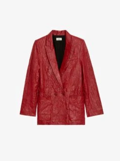 Zadig & Voltaire Visko Crinkled Leather Blazer Crimson 11 Zadig & Voltaire Visko Crinkled Leather Blazer Crimson -Zadig & Voltaire Clothing RWBL00003 CRIMSON PACKSHOT 6697c5689f2dd