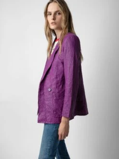 Zadig & Voltaire Visko Crinkled Leather Blazer Goa -Zadig & Voltaire Clothing RWBL00003 GOA ADDI 1