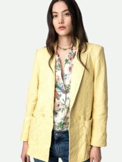 Zadig & Voltaire Visko Crinkled Leather Blazer Shea -Zadig & Voltaire Clothing RWBL00003 SHEA HOVER