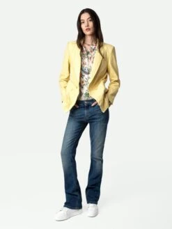 Zadig & Voltaire Visko Crinkled Leather Blazer Shea