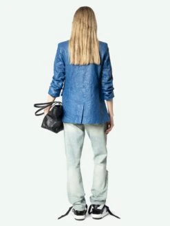 Zadig & Voltaire Valse Leather Blazer Surf -Zadig & Voltaire Clothing RWBL00059 SURF BACK 67b75a8e4e60a