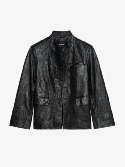 Zadig & Voltaire Veryn Crinkled Leather Blazer Black -Zadig & Voltaire Clothing RWBL01084 BLACK PACKSHOT 686681f9dbbcc