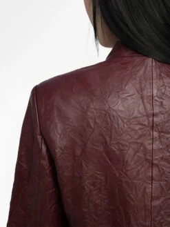 Zadig & Voltaire Veryn Crinkled Leather Blazer Burgundy -Zadig & Voltaire Clothing RWBL01084 BURGUNDY ADDI 5 6883543ad8230