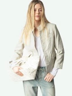 Zadig & Voltaire Veryn Crinkled Leather Blazer Judo -Zadig & Voltaire Clothing RWBL01084 JUDO ADDI 2 67b758c618cf9