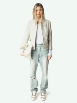 Zadig & Voltaire Veryn Crinkled Leather Blazer Judo