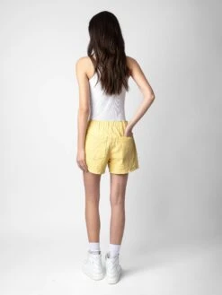 Zadig & Voltaire Pax Crinkled Leather Shorts Shea -Zadig & Voltaire Clothing RWBS00001 SHEA BACK