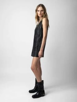 Zadig & Voltaire Rasha Crinkled Leather Dress Black 9 Zadig & Voltaire Rasha Crinkled Leather Dress Black -Zadig & Voltaire Clothing RWDR00029 NOIR ADDI 1