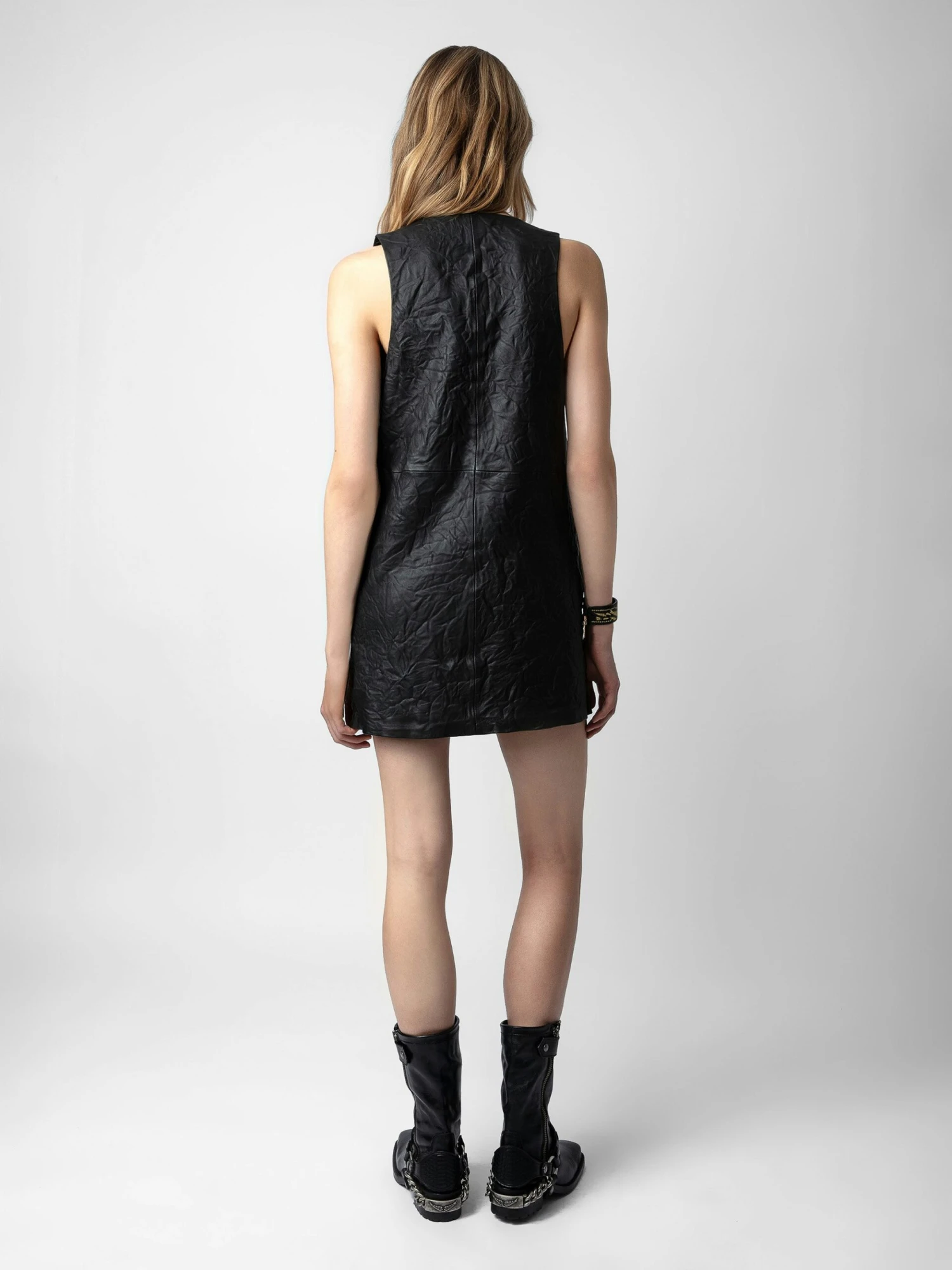 Zadig & Voltaire Rasha Crinkled Leather Dress Black 4 Zadig & Voltaire Rasha Crinkled Leather Dress Black - Image 2